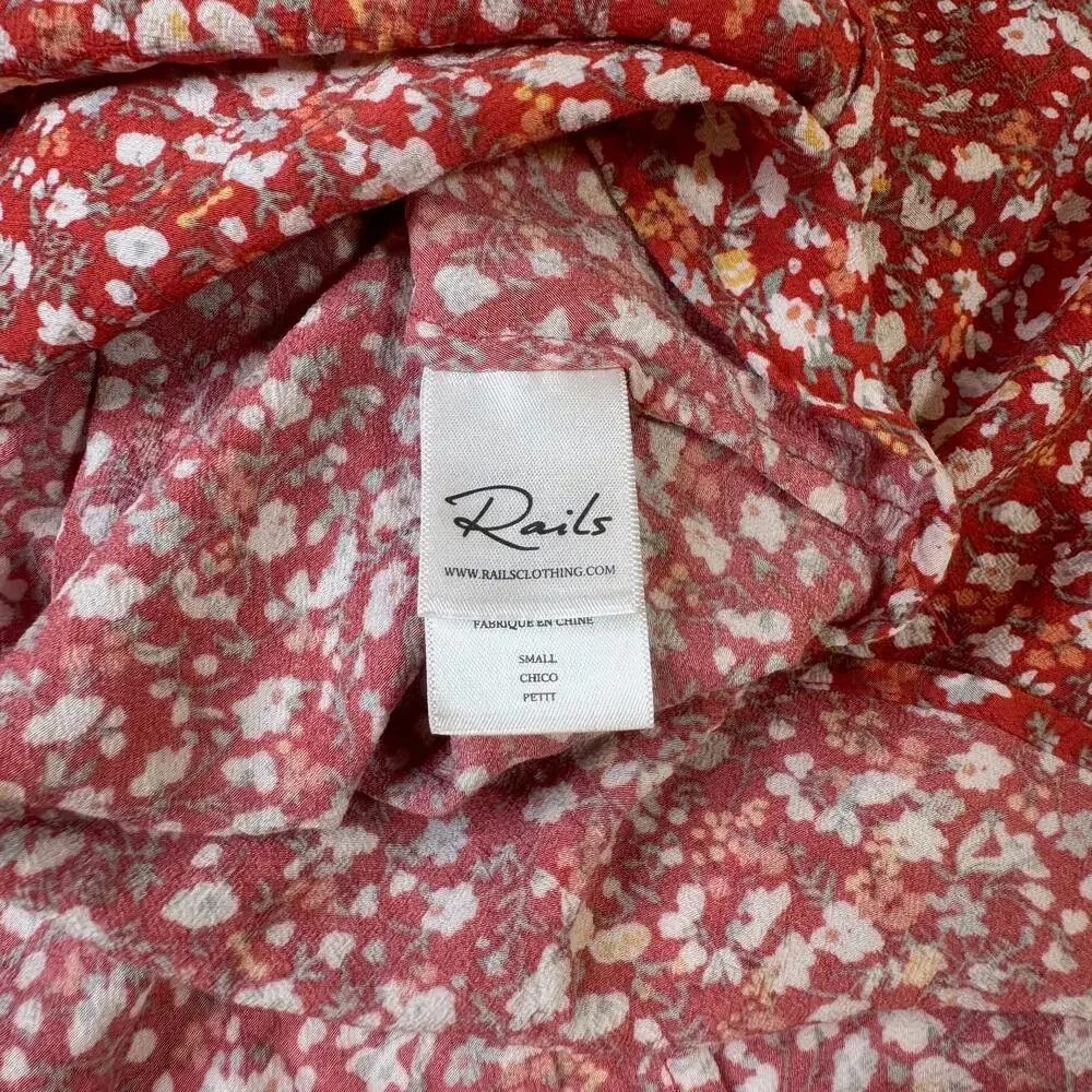 Rails Audrina Red White Ditsy Floral Midi Dress Women's Small Cottage Romantic - Picture 10 of 12